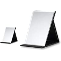 SITAKE 2 Pcs Espejo de Mesa Plegable de Cuero de PU - Espejo De Maquillaje En Cuero para Belleza- Viaje - Mini y L…